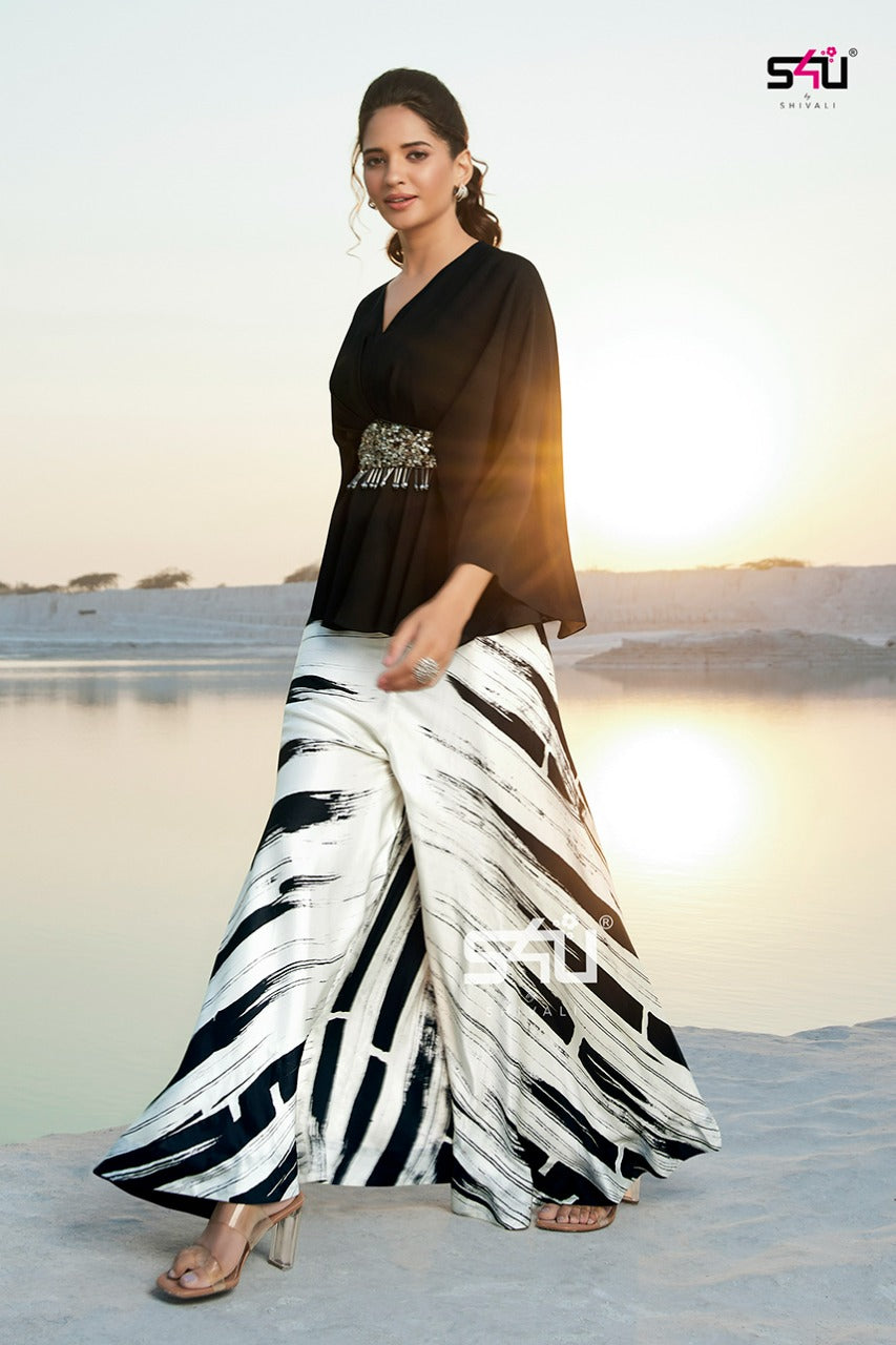Black Co-ord set with heavy embellished belt