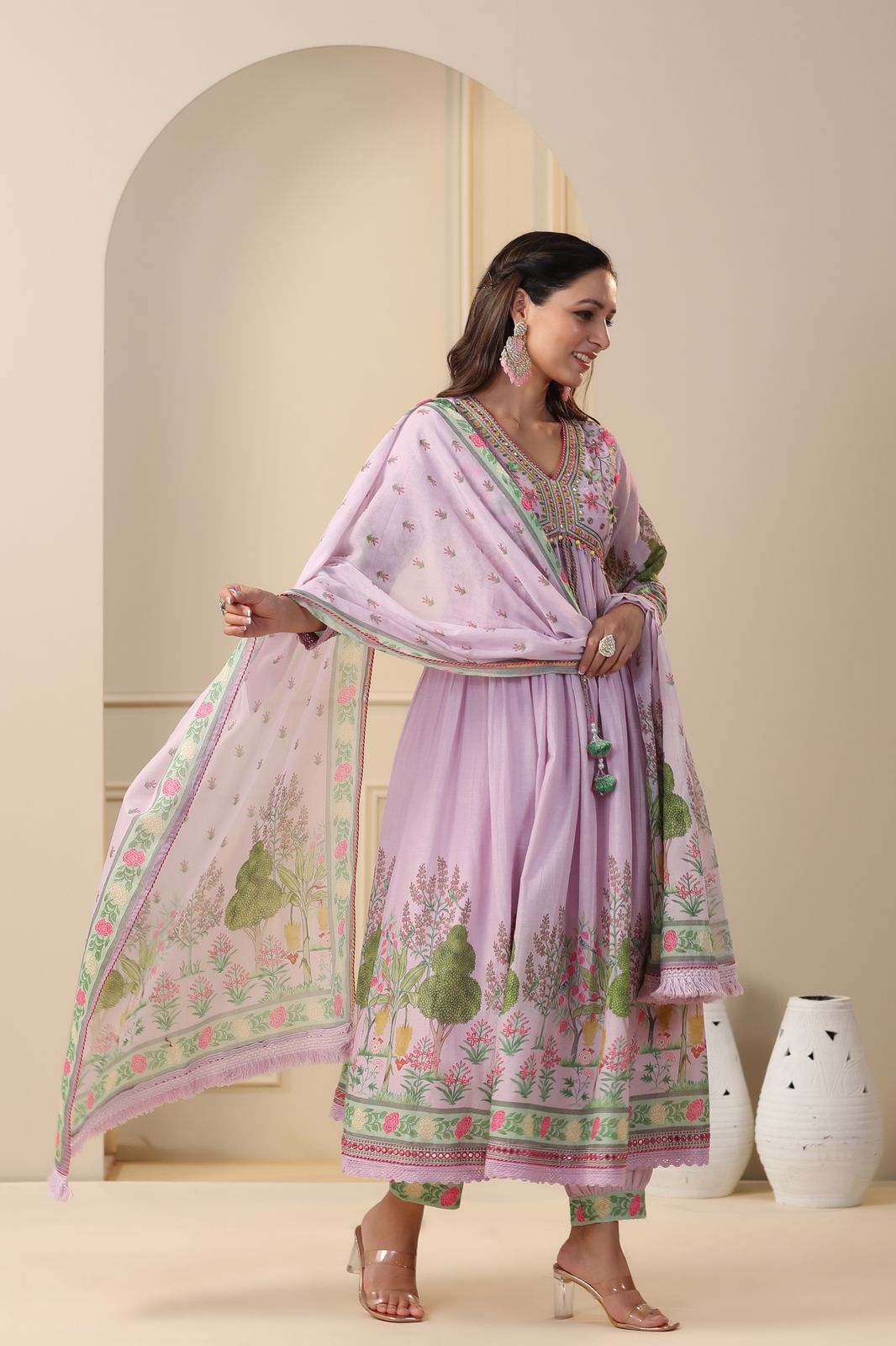 Lavender Premium heavily embellished Alia cut kurta set