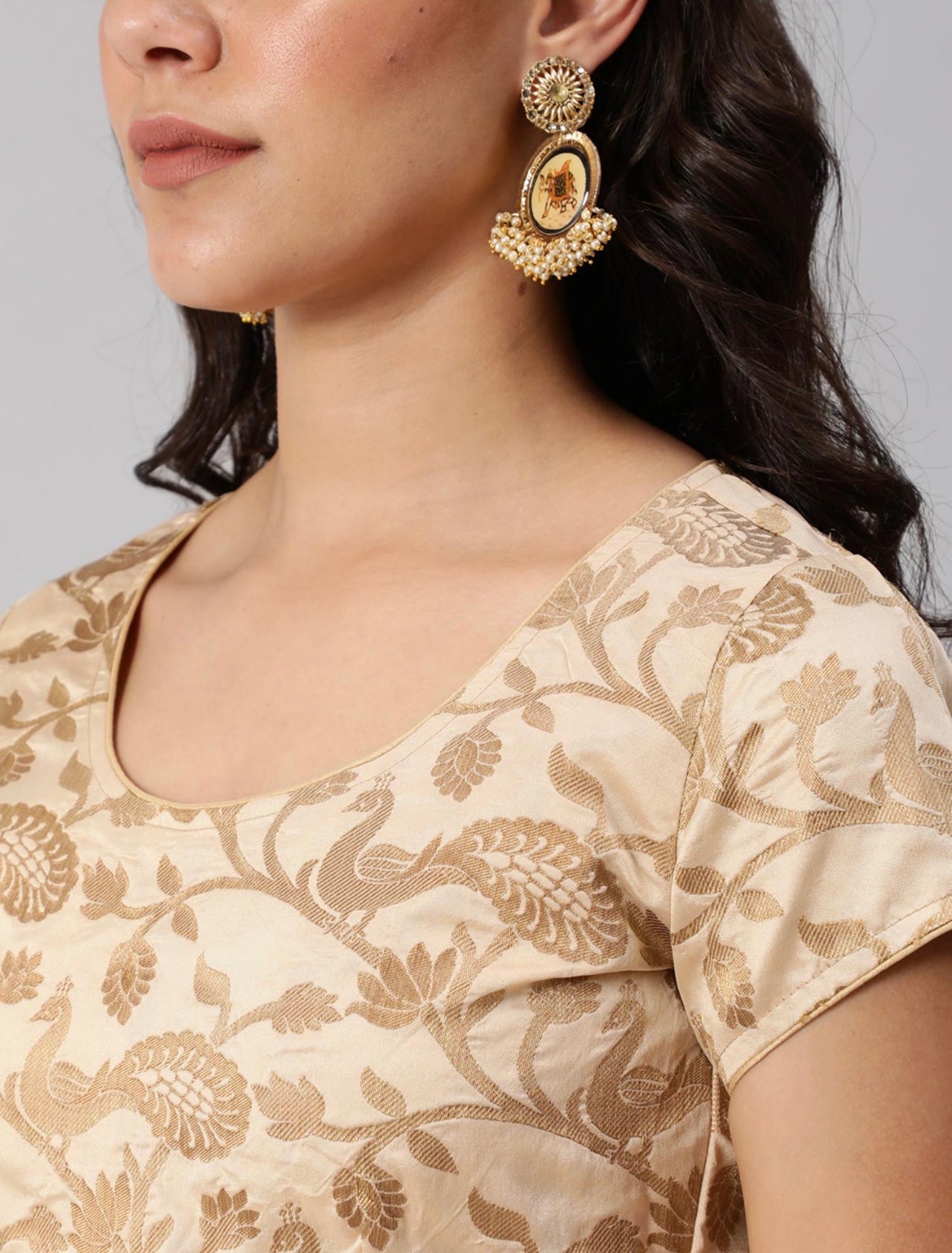 Yellow and gold Brocade Silk lehenga choli