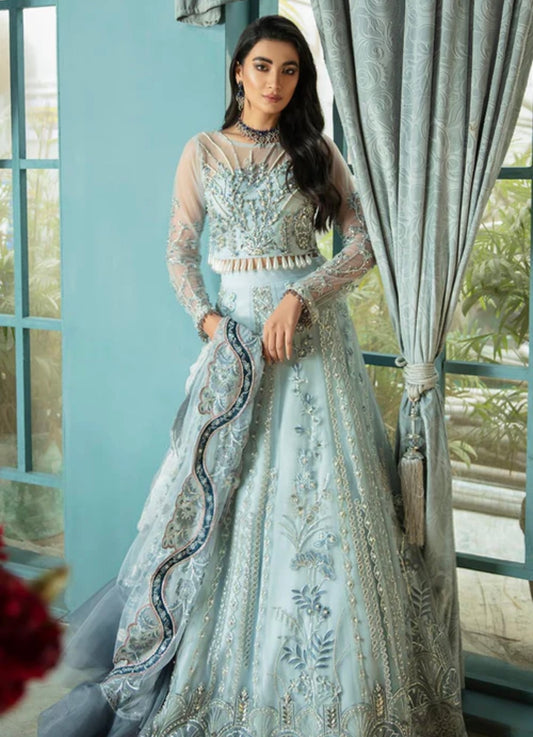 Aqua blue beautiful handwork lehenga