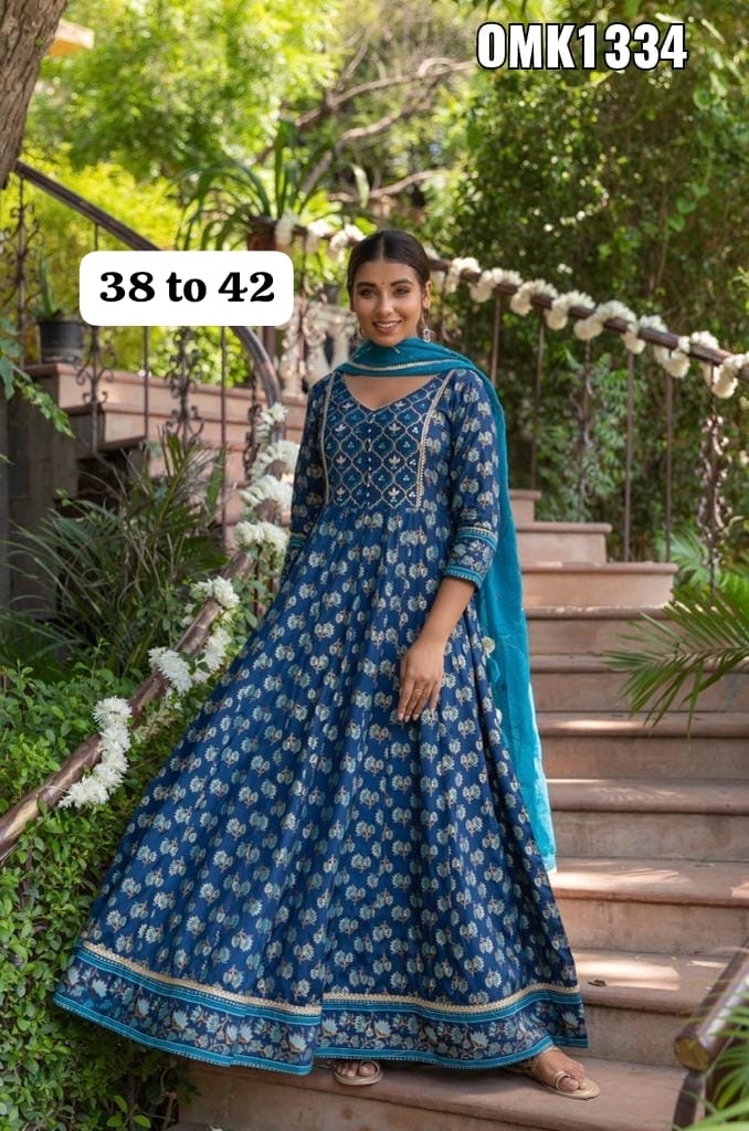 Blue beautiful anarkali kurta set