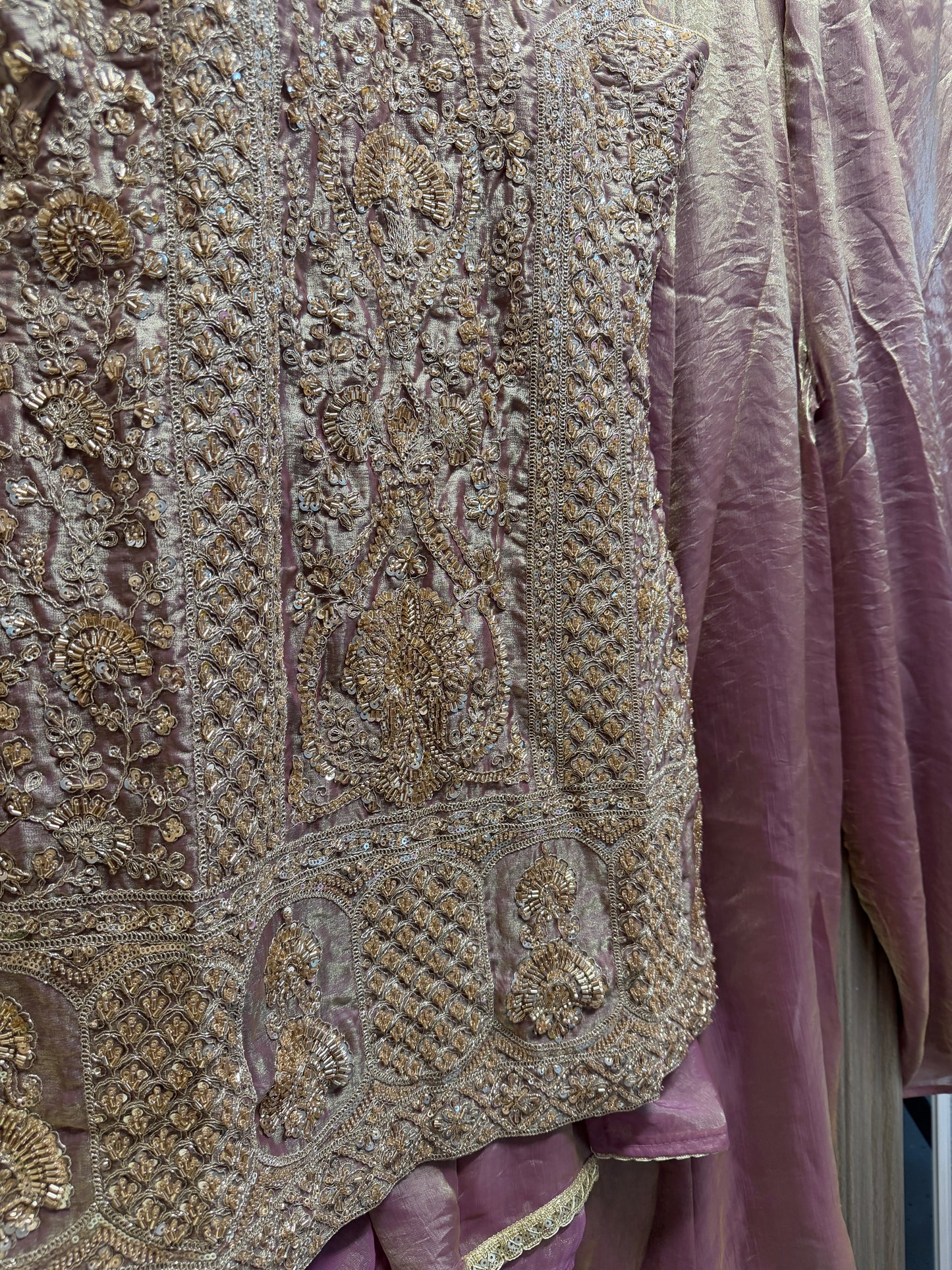 Purple heavy handwork partywear sharara suit (sleeve cloth given)