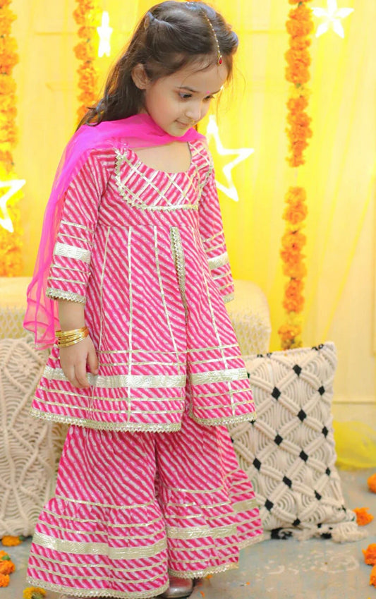 Pink pure cotton sharara set
