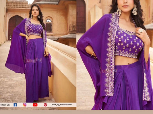 Purple stunning heavy handwork cowl set