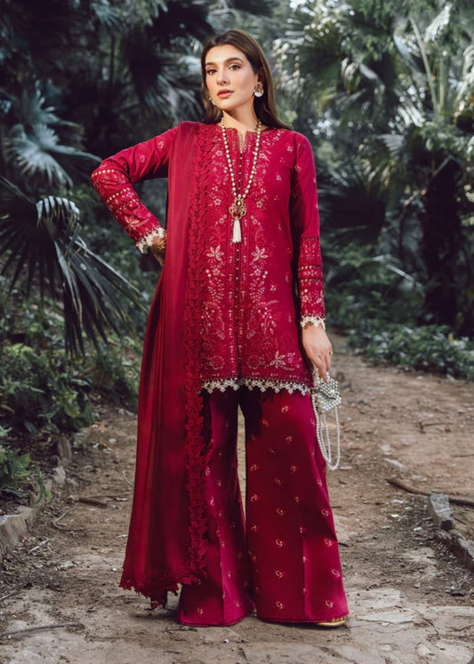 Maroon Heavy work lawn stunning palazzo suit