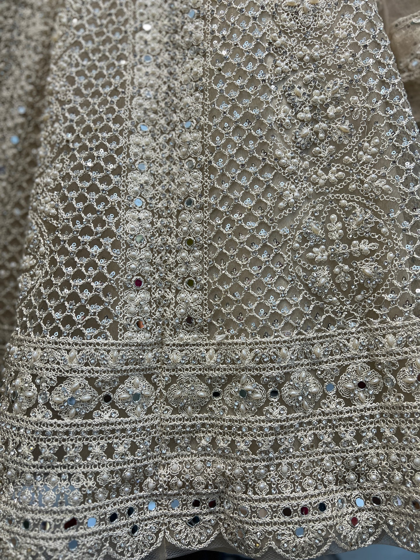 Cream heavy handwork festive lehenga