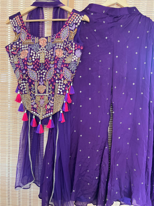 Purple heavy handwork indo western