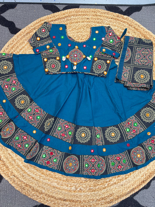 Navy blue navratri lehenga choli dupatta
