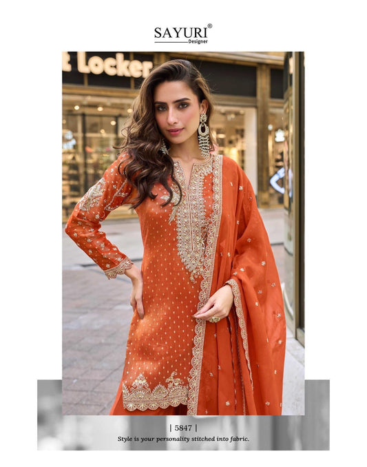 Rust orange stunning palazzo sharara suit