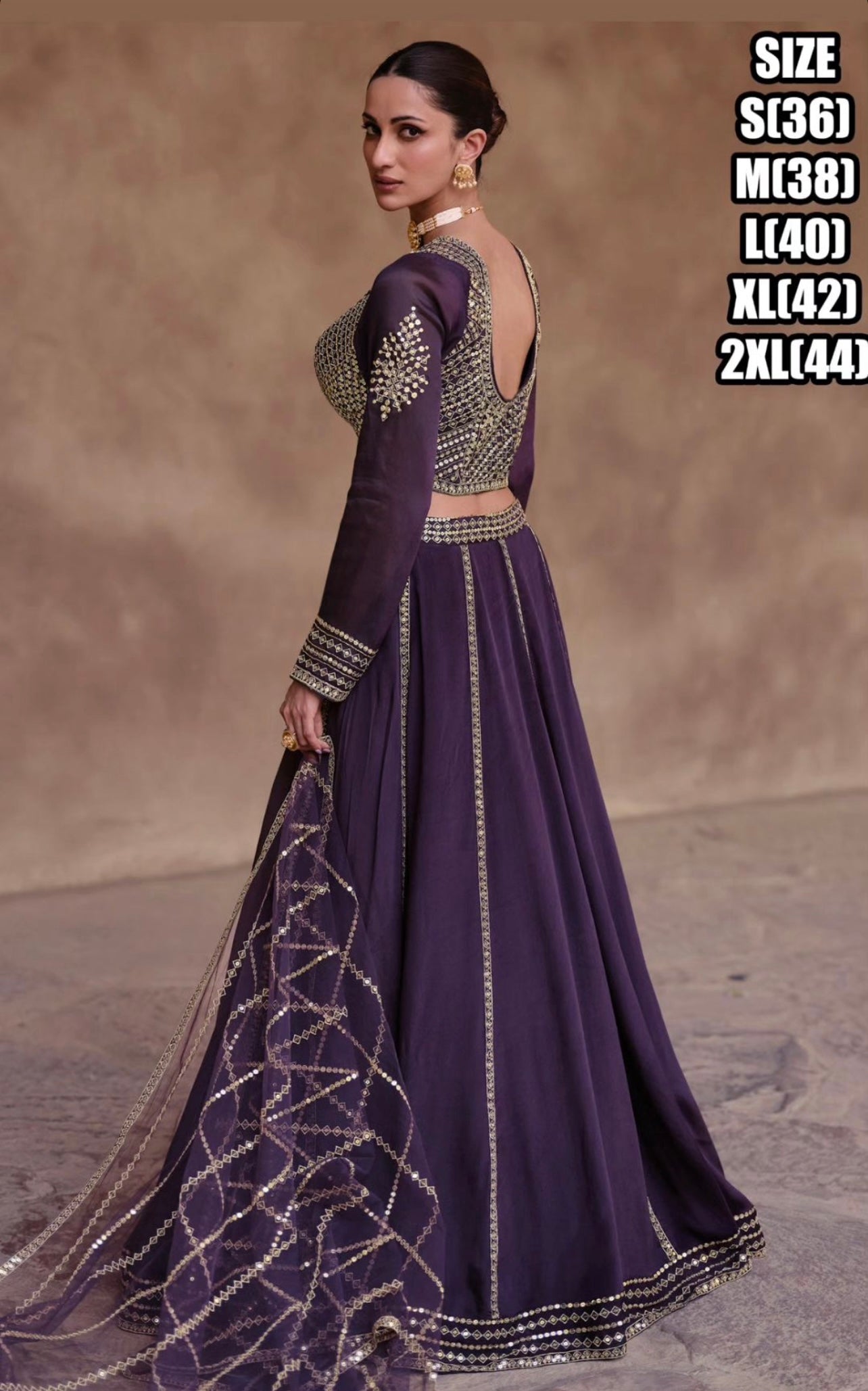 Dark purple heavy sequence work lehenga choli