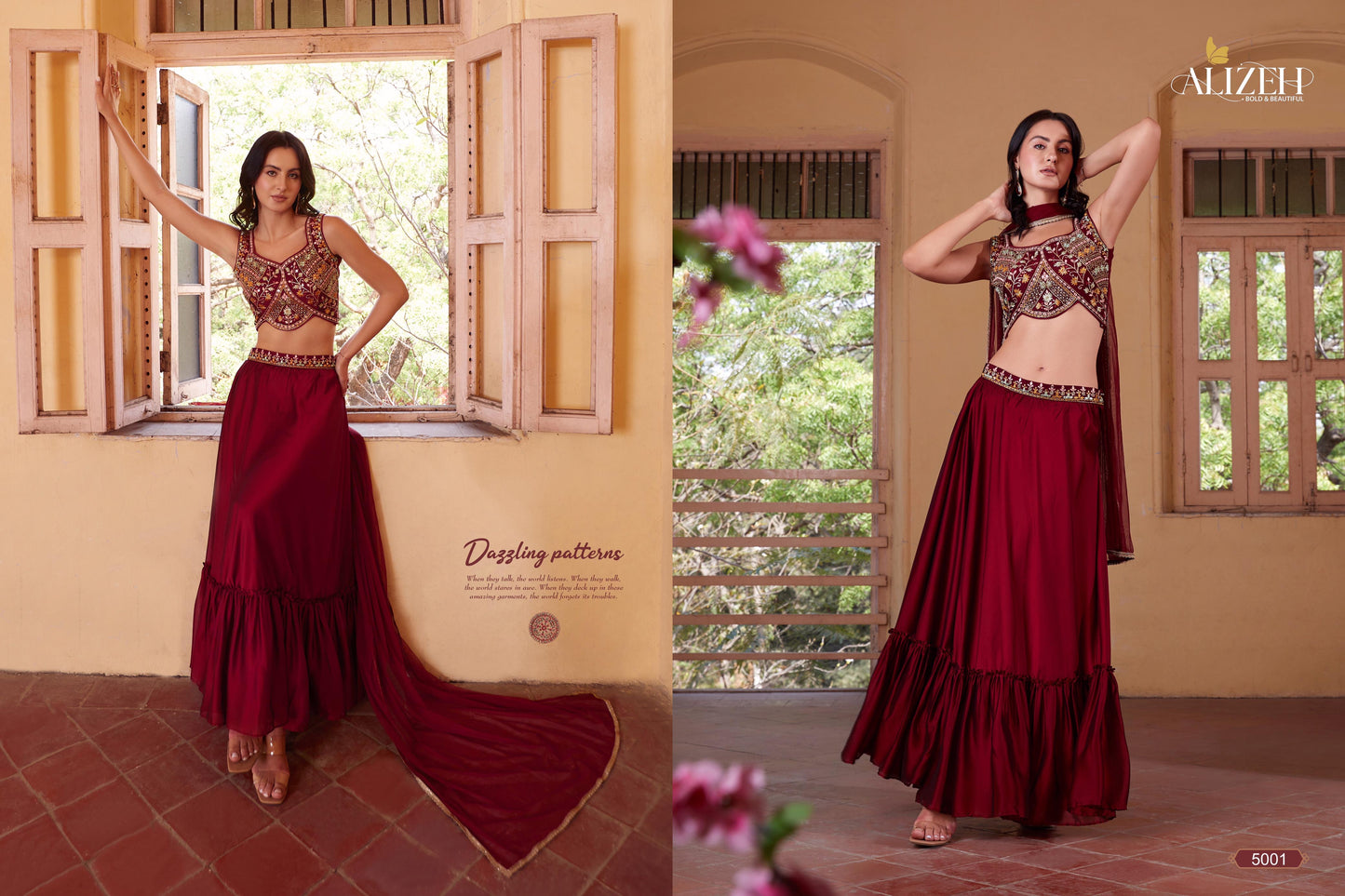 Red semi formal lehenga choli dupatta