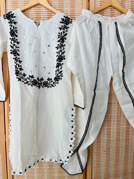 White short kurta and dhoti pants co-ord set