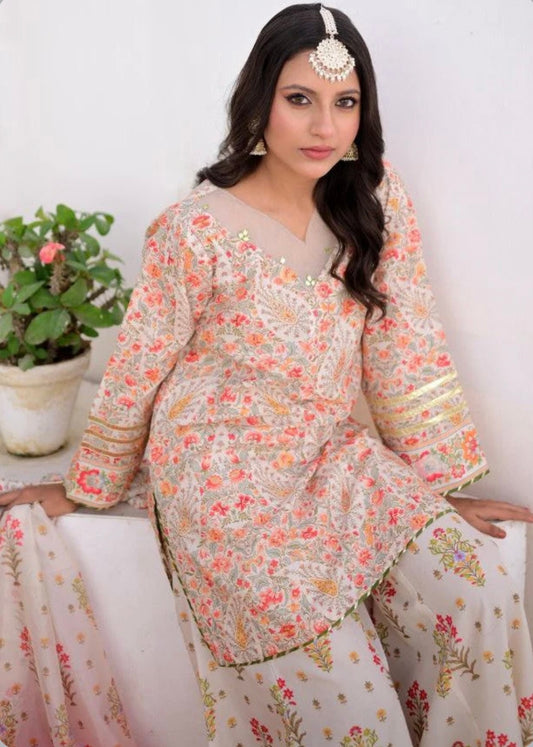 Plus size beautiful printed sharara set