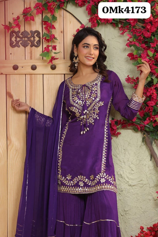 Purple stunning muslin sharara suit