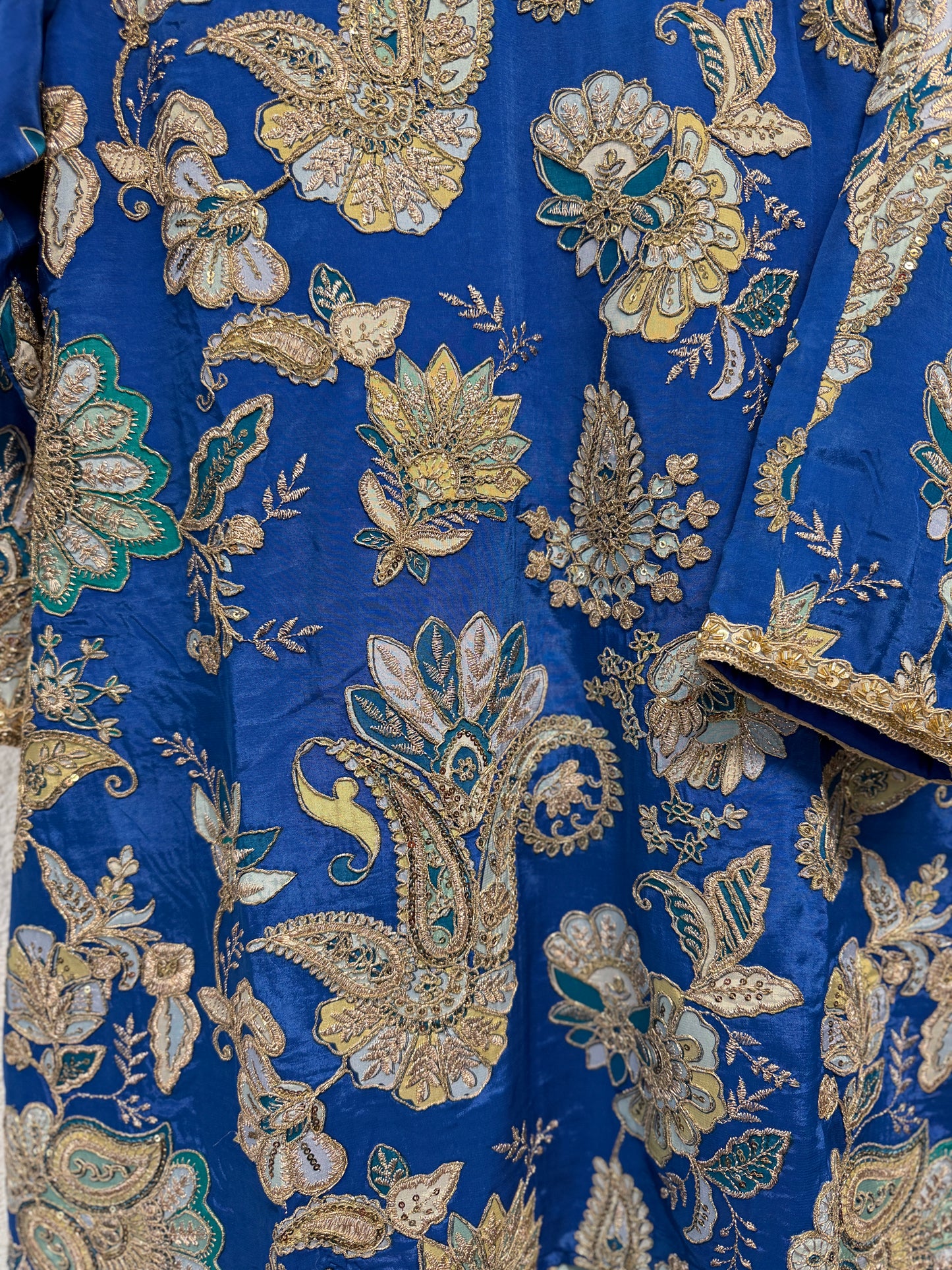 Stunning blue silk sharara suit with tissue sharara and dupatta