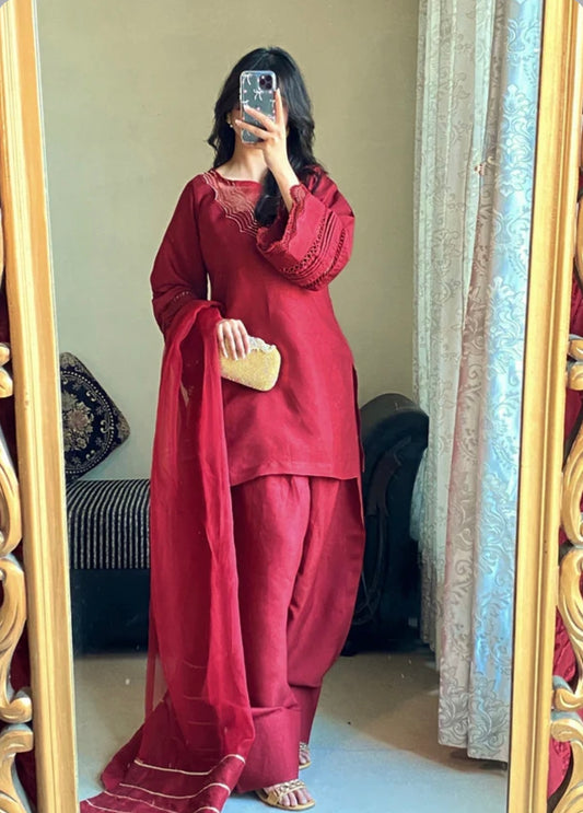 Maroon farshi salwar suit