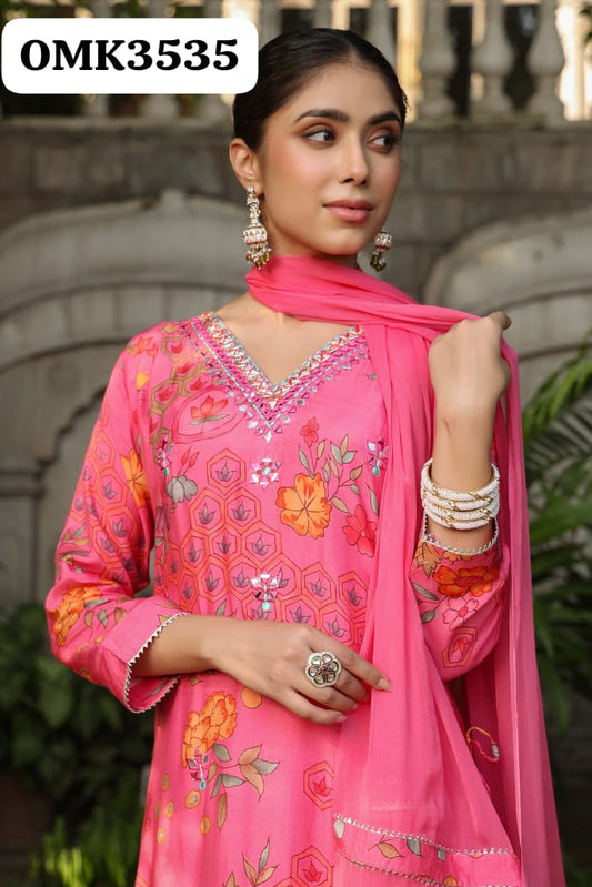 Pink muslin sharara suit