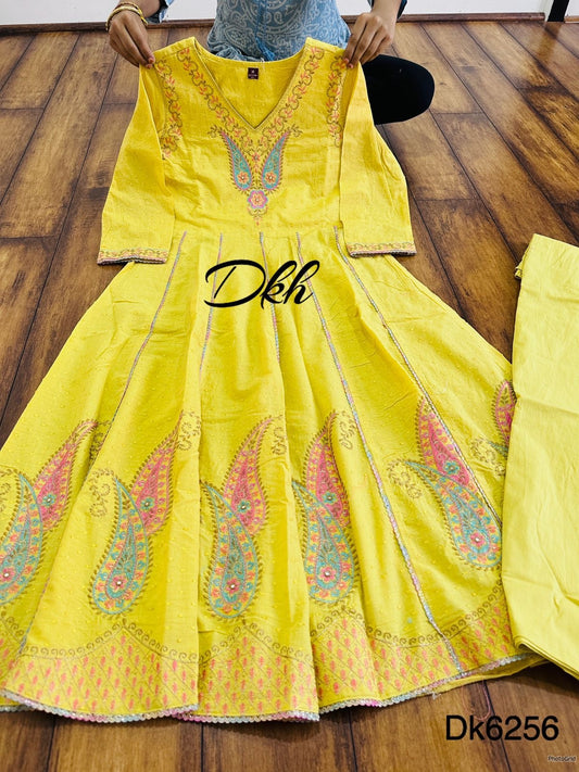 Yellow  embroidered anarkali kurta set