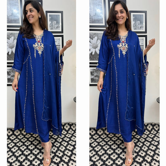 Blue stunning heavy handwork suit