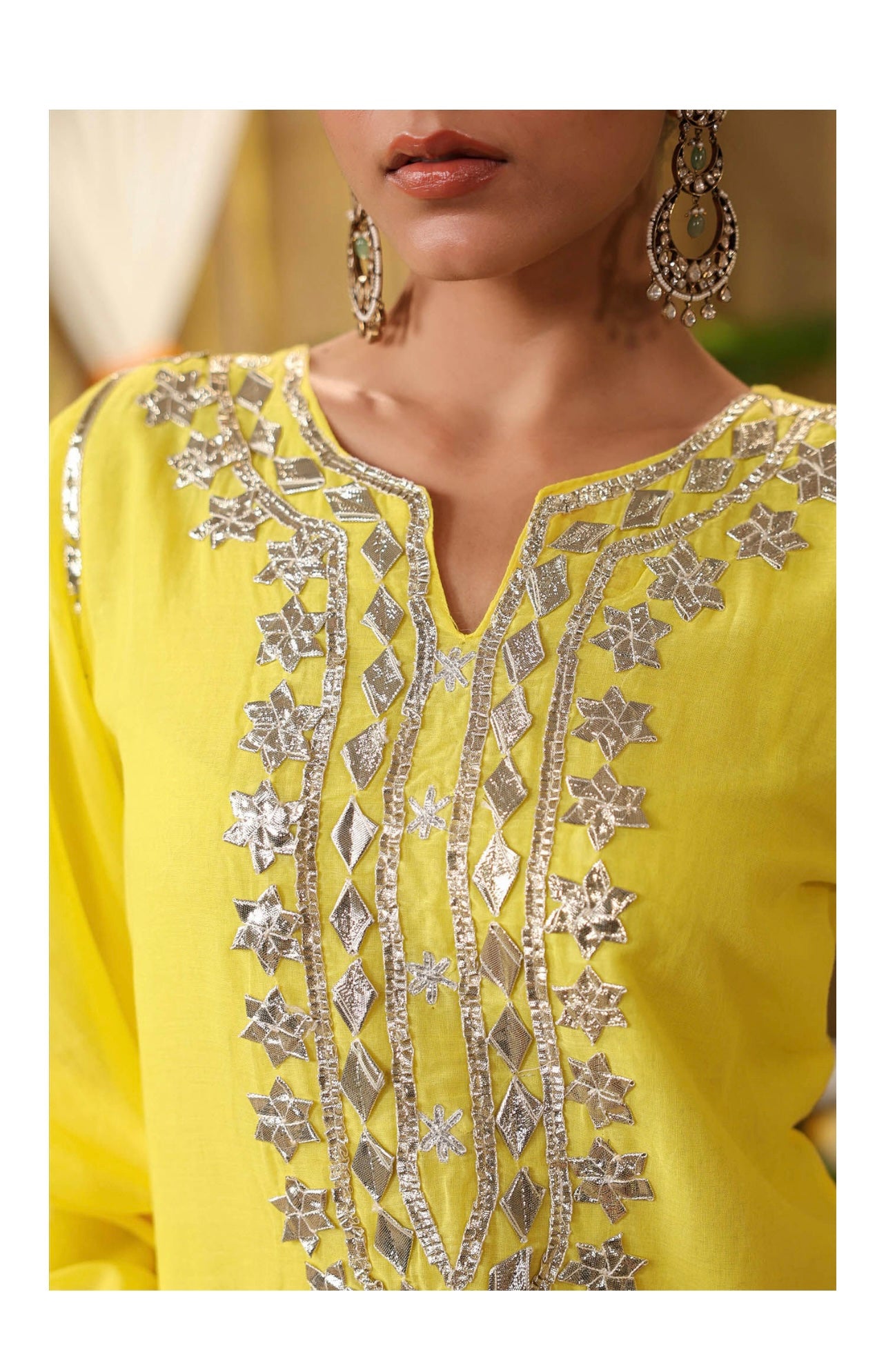 Lemon yellow gota patti sharara set