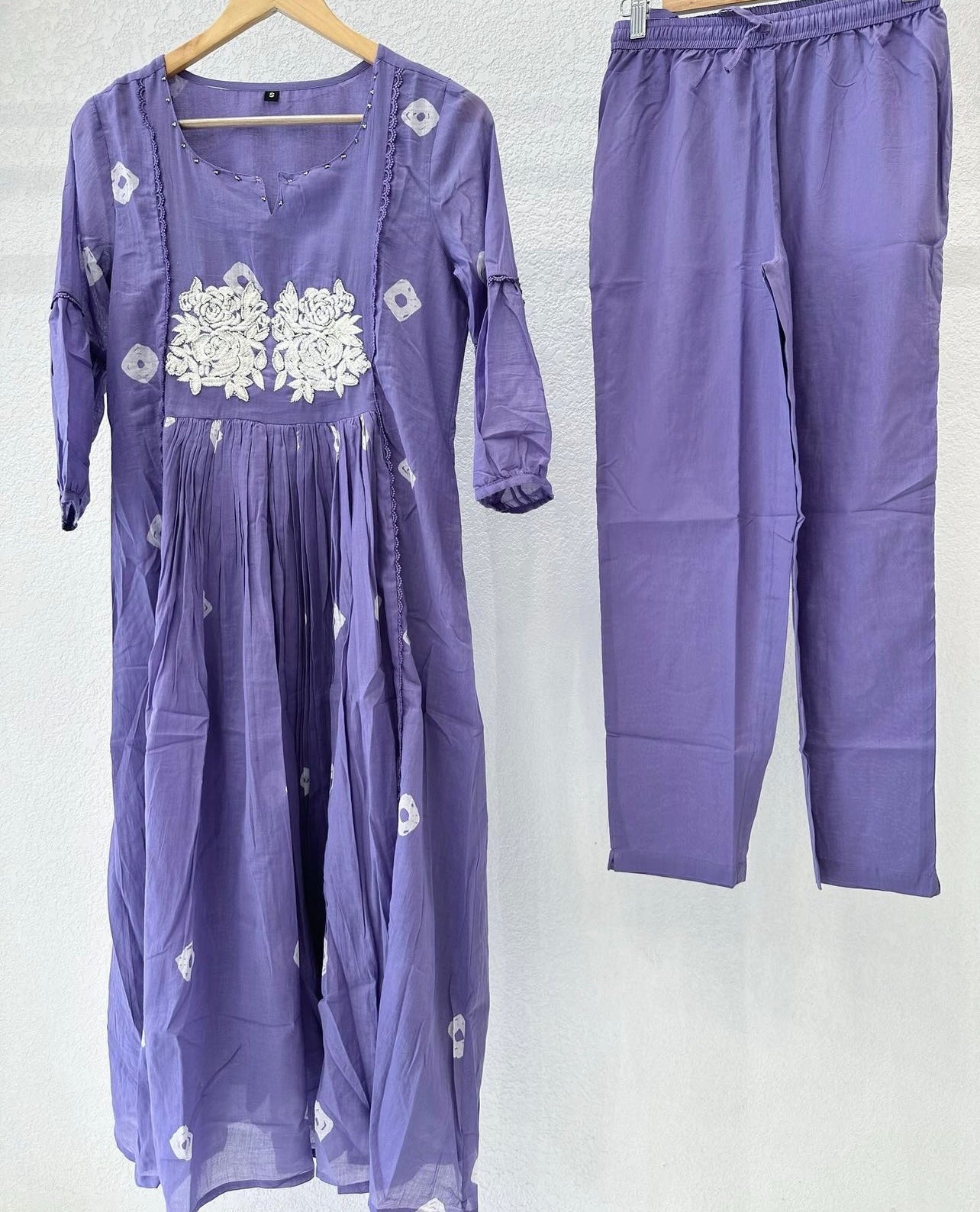 Purple embroidered summer co-ord set