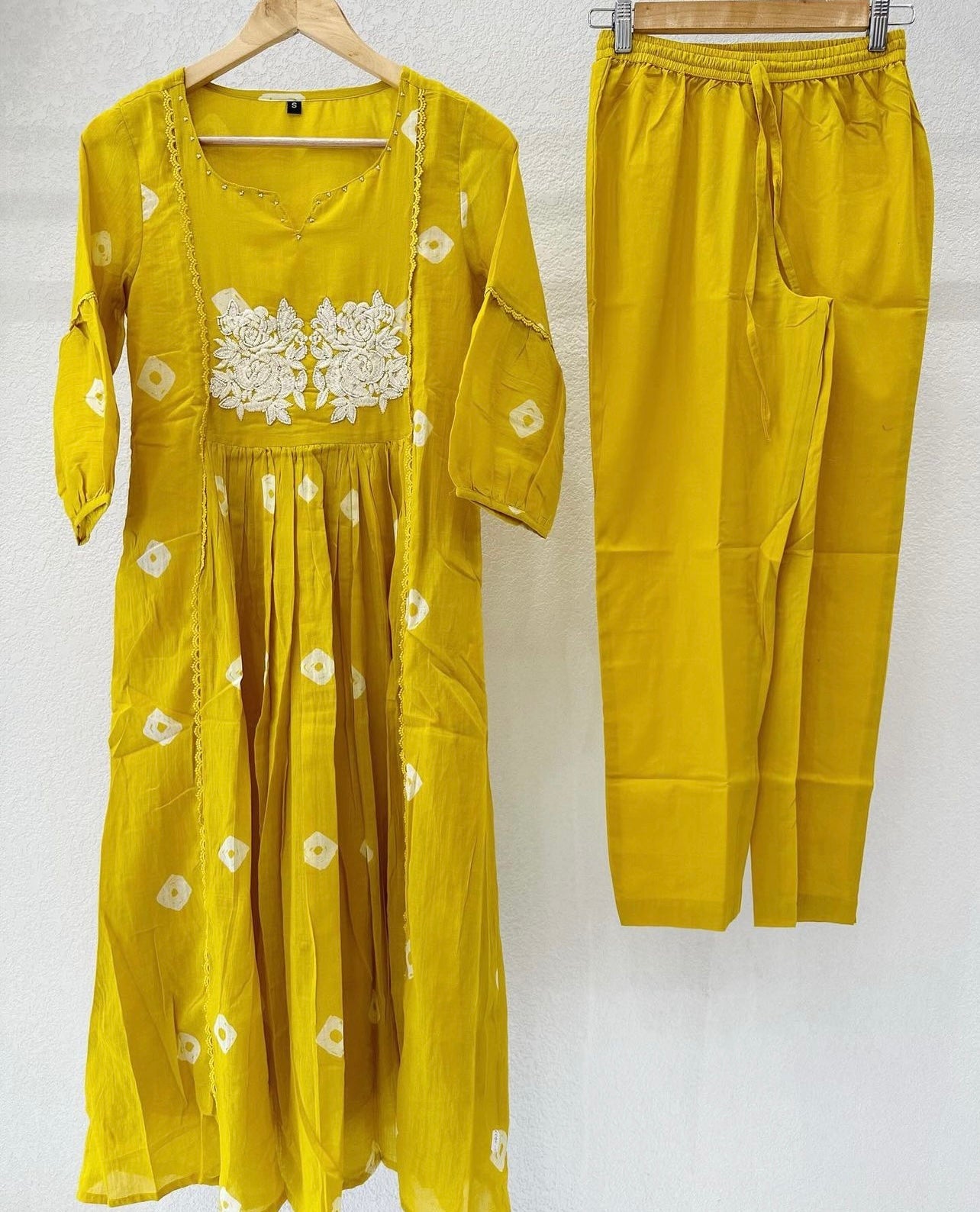 Yellow embroidered co-ord set