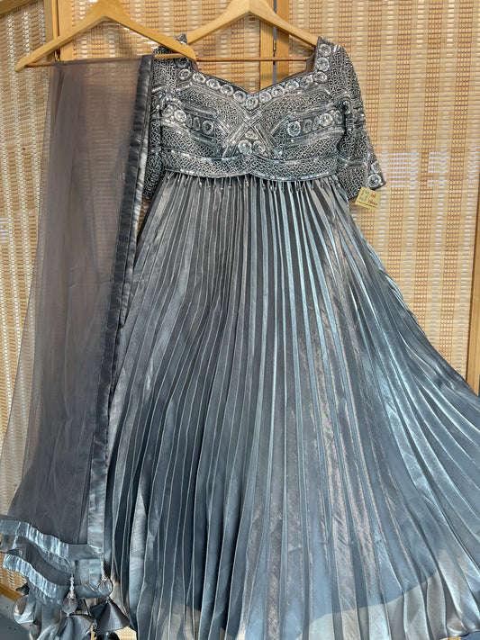 Grey heavy handwork lehenga choli with dupatta