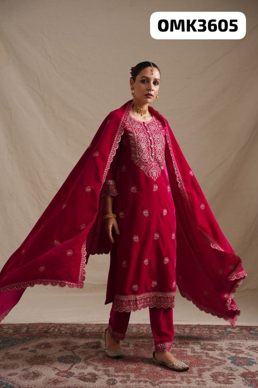 Red elegant heavy work velvet suit