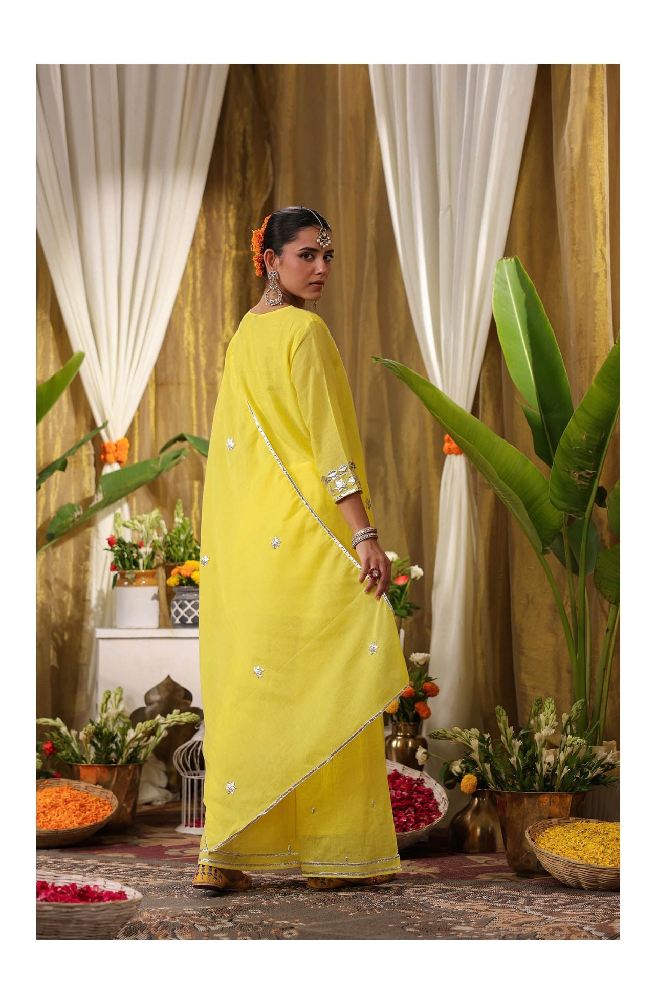 Lemon yellow gota patti sharara set