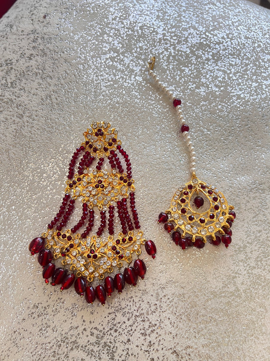 Maroon mang tika and side passa set