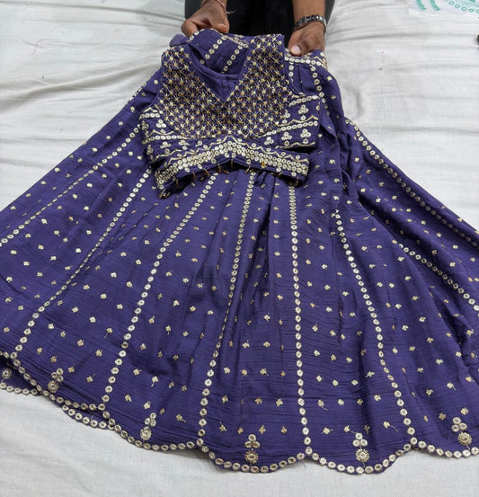 Girls Purple beautiful crop top lehenga choli