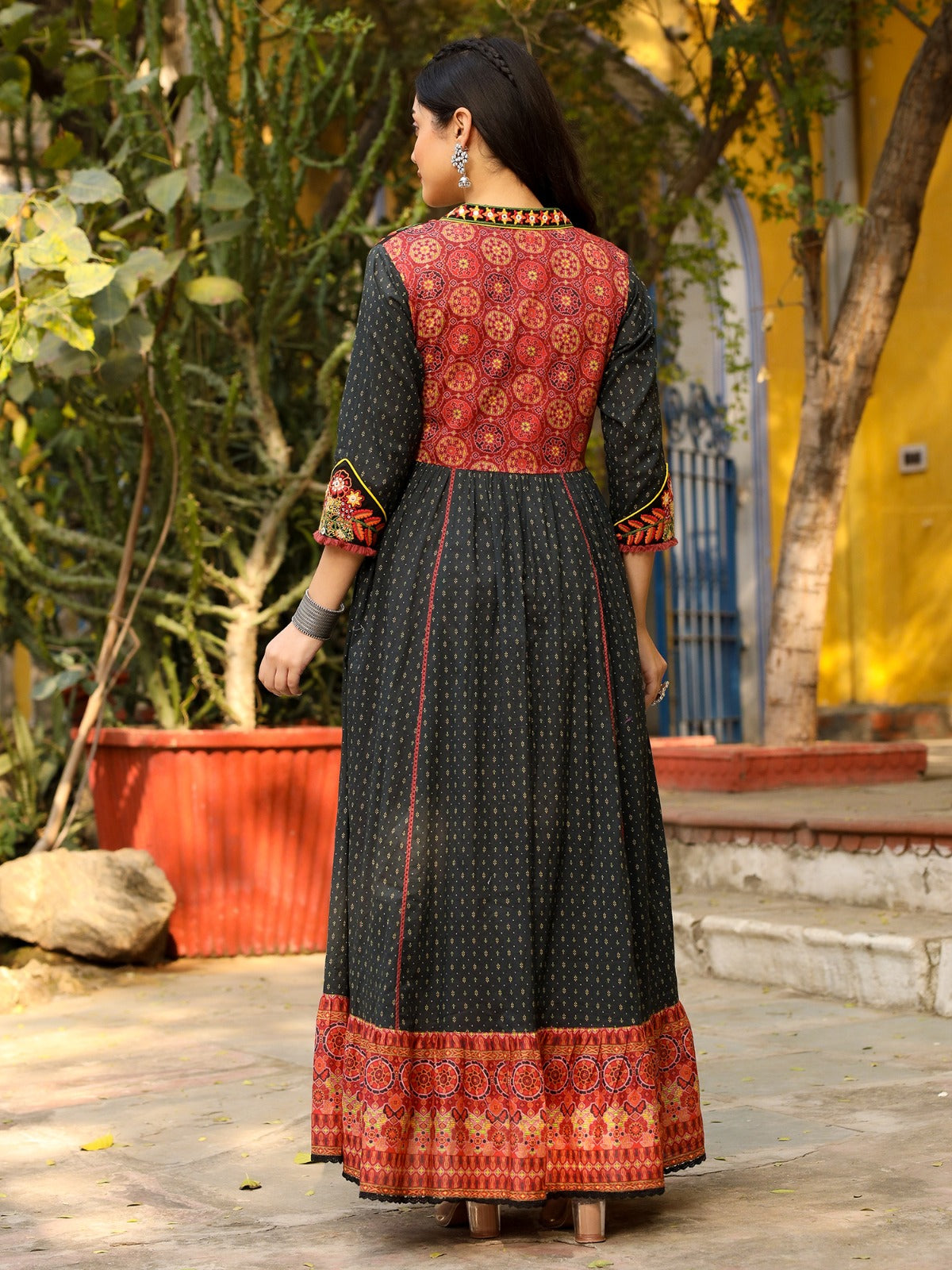 Black afghani style long kurta