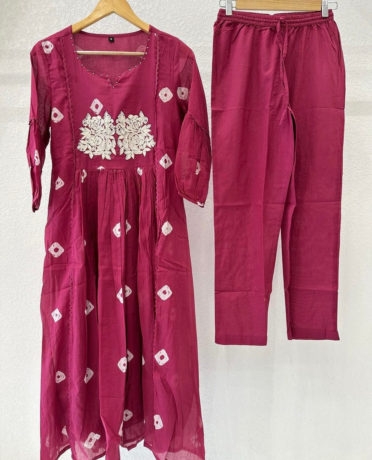 Pink magenta embroidered co-ord set