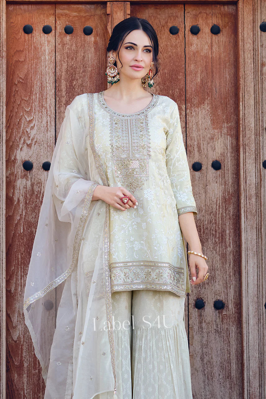 Off white stunning partywear sharara set