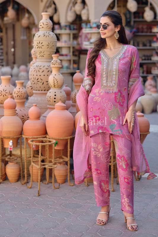 Pink stunning co-ord set with dupatta