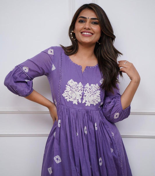 Purple embroidered summer co-ord set