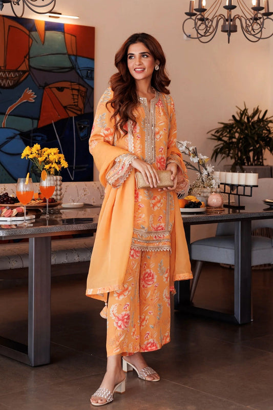Orange pure crepe palazzo set