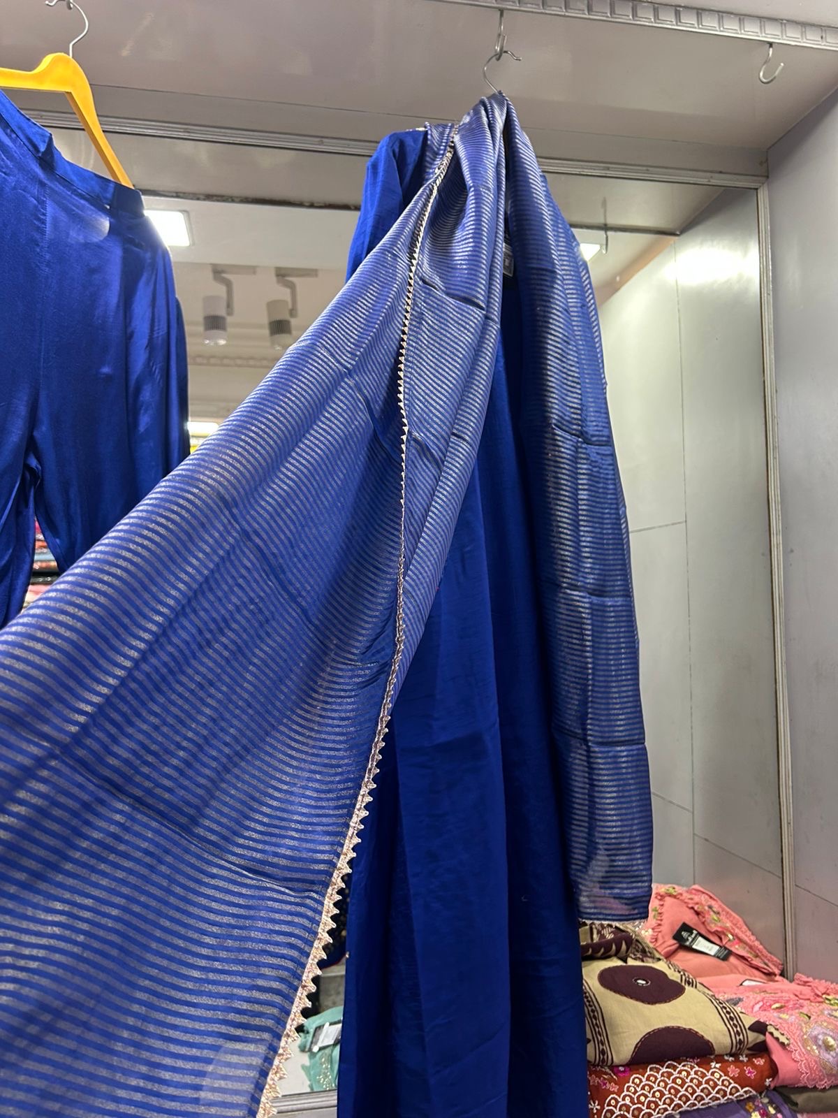 Royal blue heavy handwork silk anarkali kurta set
