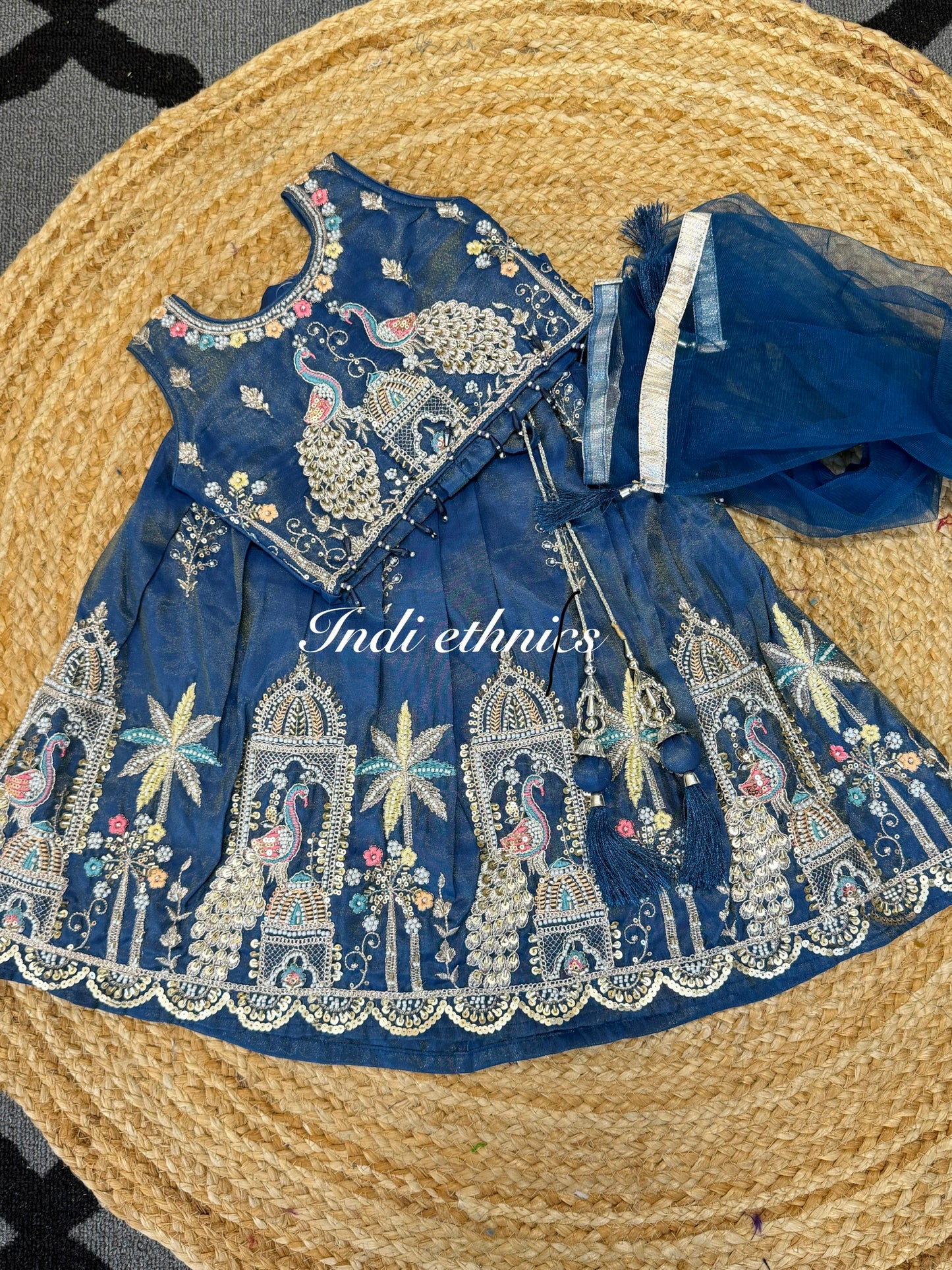 Kids Blue designer handwork lehenga choli