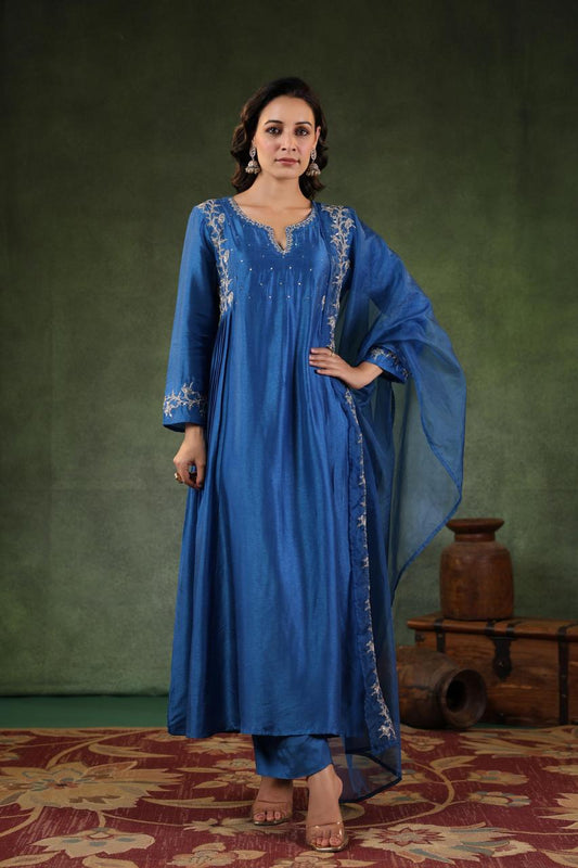 Blue elegant handwork suit