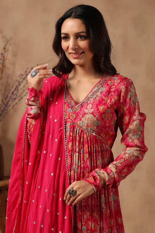 Hot Pink Elegant Alia cut kurta set