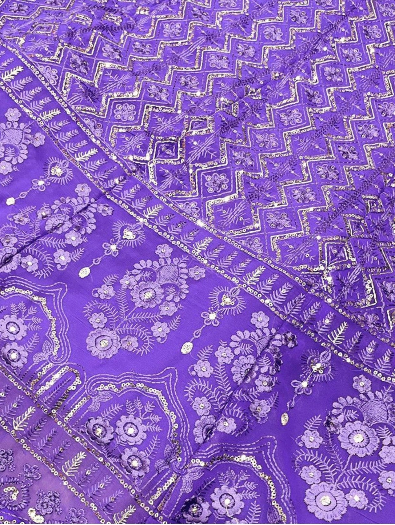 Purple beautiful chikankari with sequence work lehenga