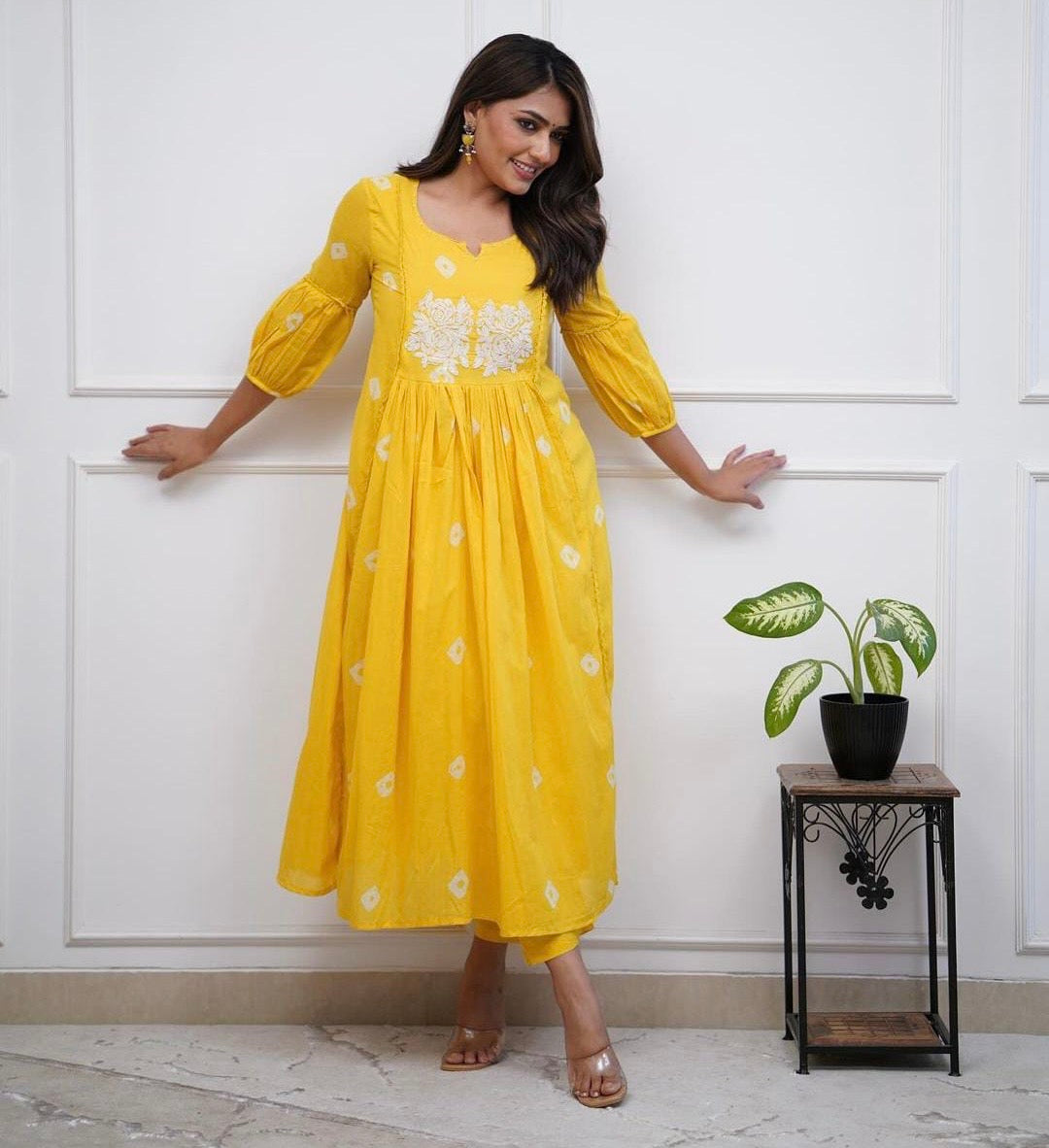 Yellow embroidered co-ord set