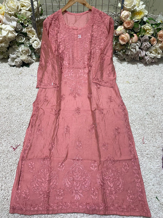 Light Rust chikankari kurti