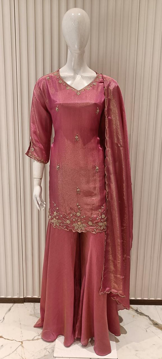 Plus size tissue sharara suit