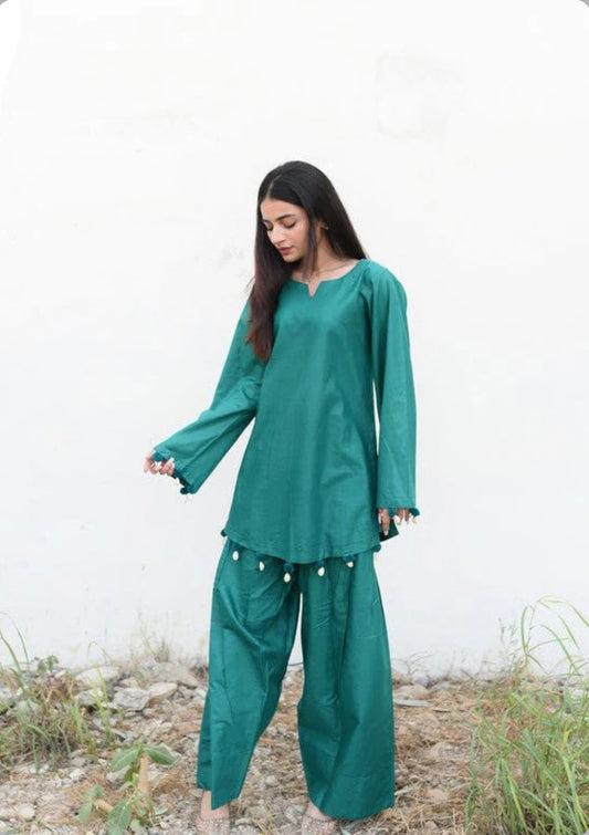 Green Farshi salwar 2 piece co-ord set