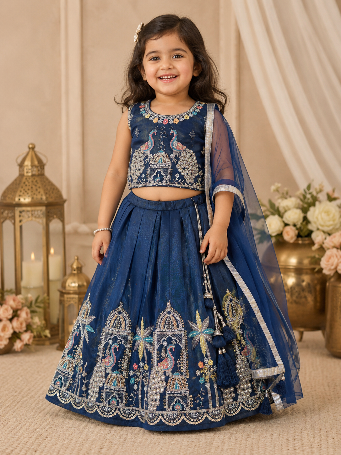 Kids Blue designer handwork lehenga choli