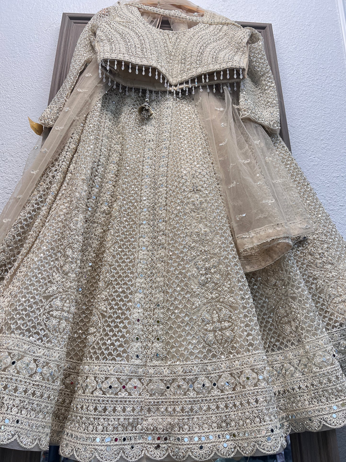 Cream heavy handwork festive lehenga