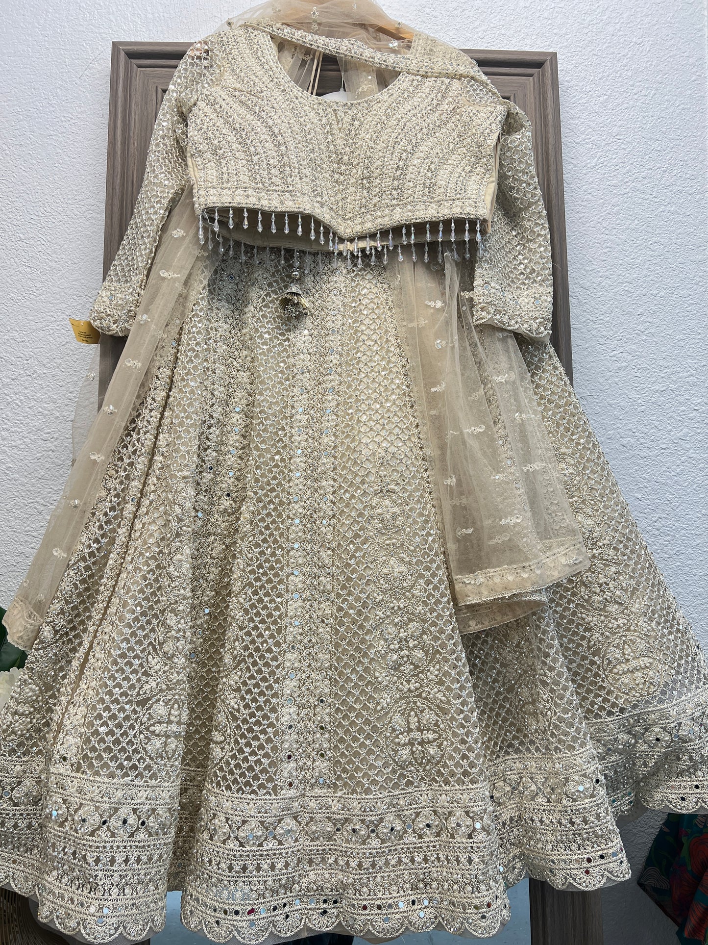 Cream heavy handwork festive lehenga