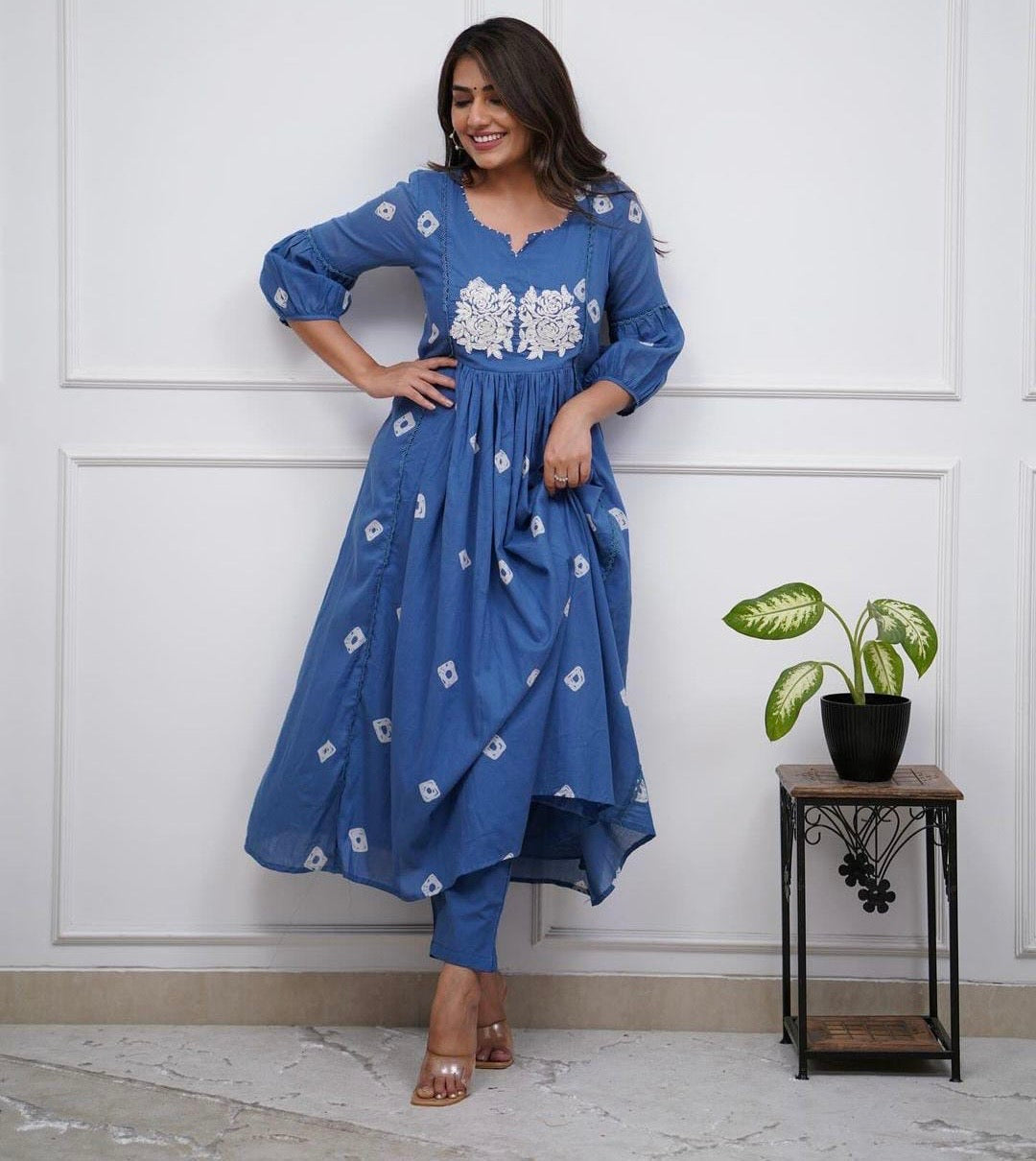 Blue embroidered summer co-ord set